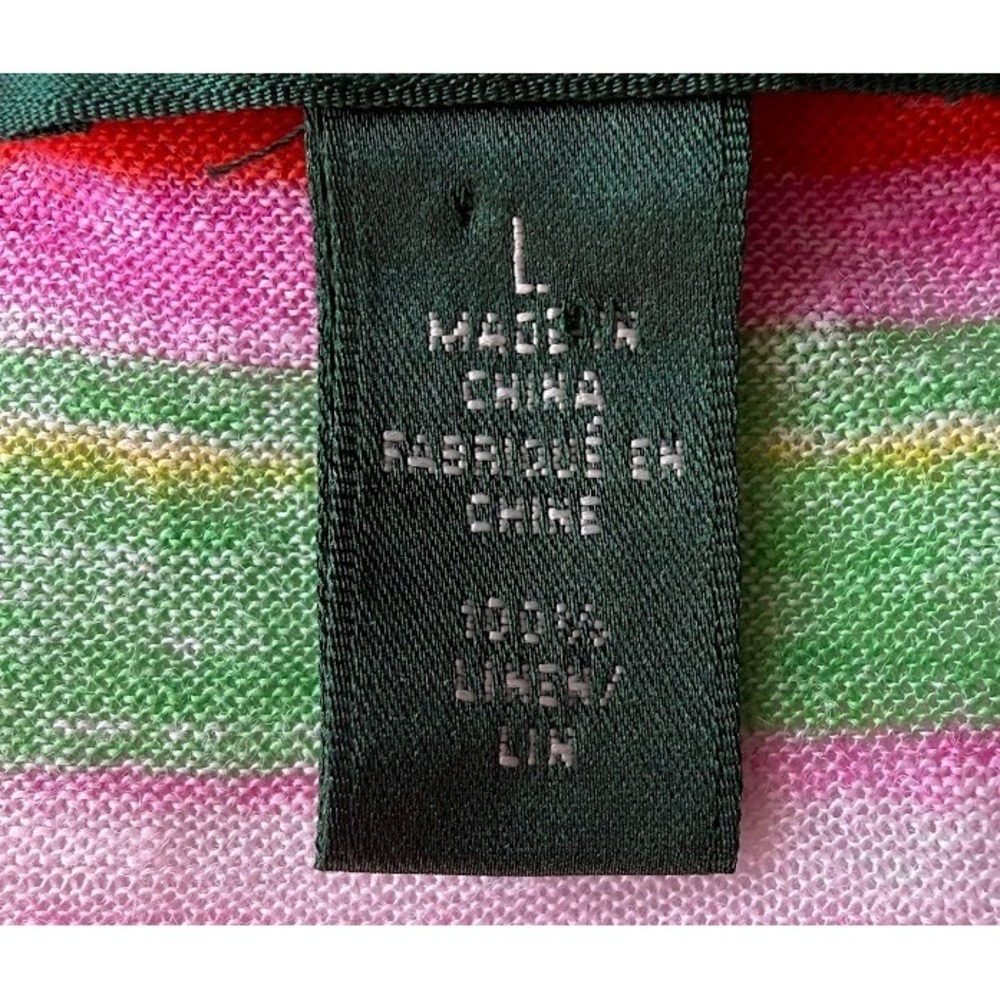 Lauren Ralph Lauren Top Poncho Women L Multicolor 100% Linen Striped Lightweight - Picture 8 of 13